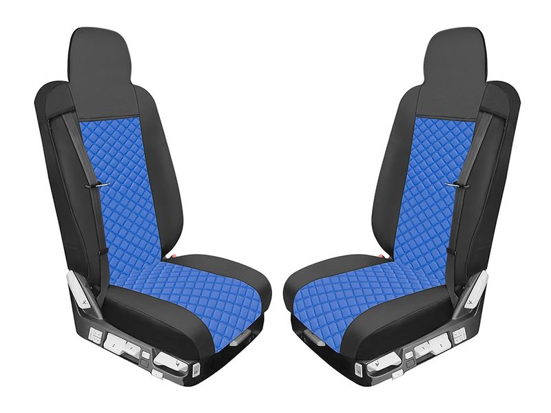 Huse scaune pentru RENAULT T 2015-2021  Negru Albastru Camion Lux PU Piele Textil