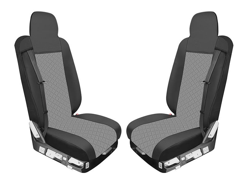 Huse scaune pentru RENAULT T 2015-2021 Negru Gri Camion Lux PU Piele Textil