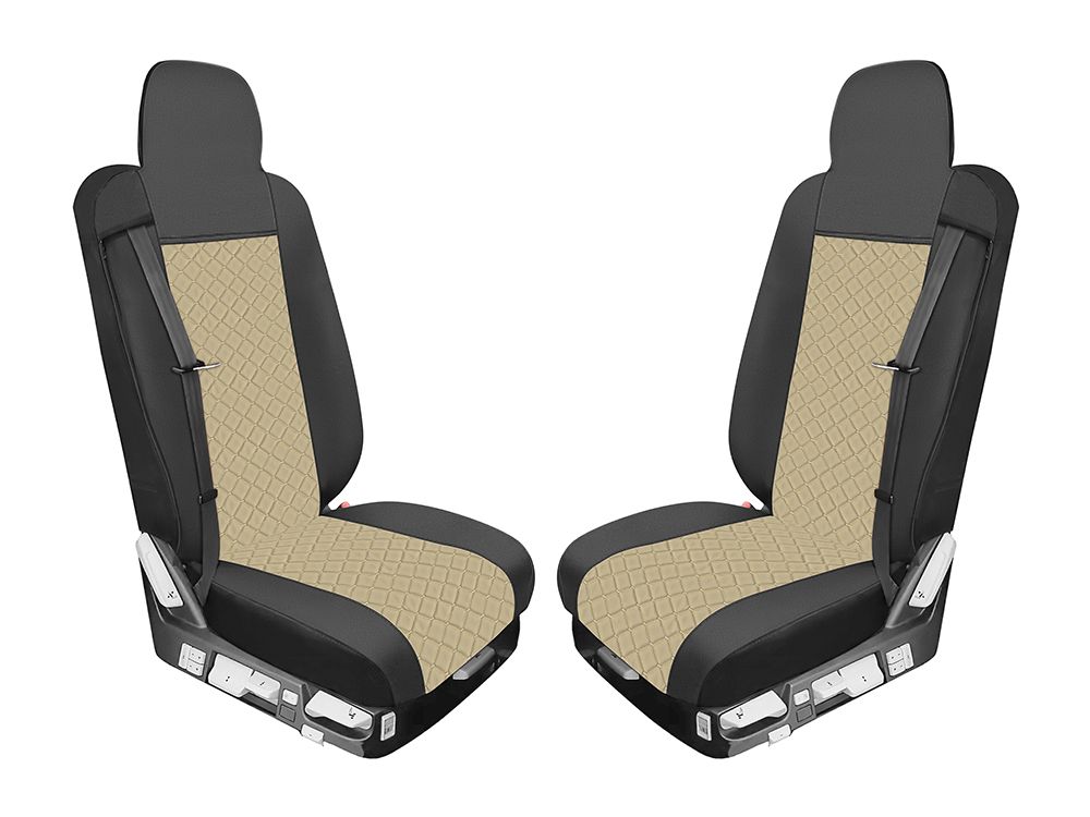 Huse scaune pentru RENAULT T 2015-2021 Negru Bej Camion Lux PU Piele Textil