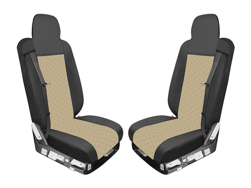 Huse scaune pentru RENAULT T 2015-2021 Negru Bej Camion Lux PU Piele Textil