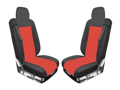 Huse scaune pentru RENAULT T 2015-2021  Negru Rosu Camion Lux PU Piele Textil
