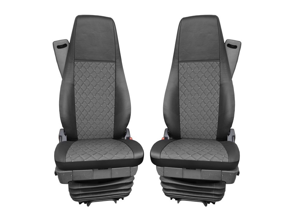 Huse scaune pentru SCANIA R 2006-2020 Negru Gri Camion Lux PU Piele Textil