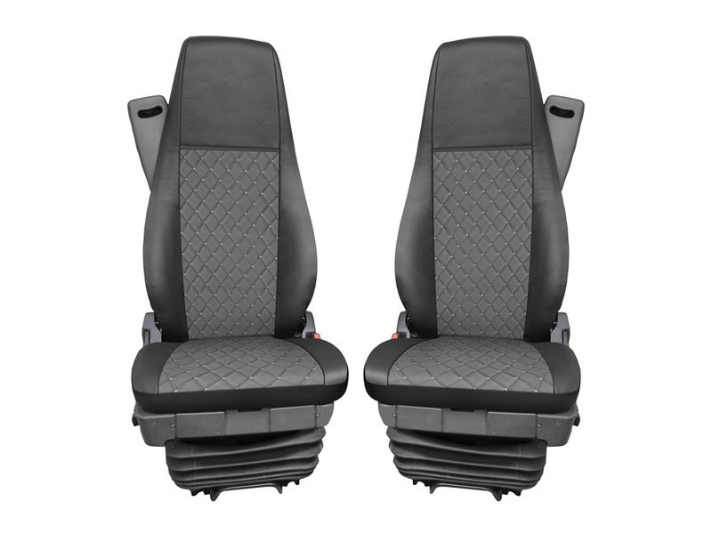 Huse scaune pentru SCANIA R 2006-2020 Negru Gri Camion Lux PU Piele Textil