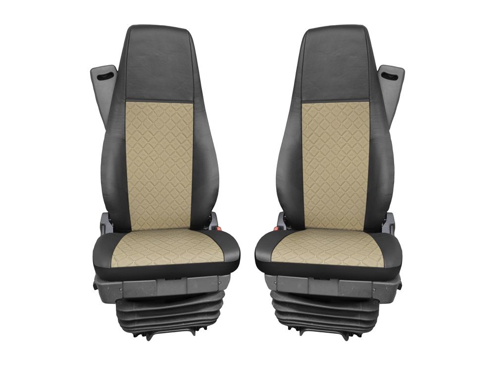 Huse scaune pentru SCANIA R 2006-2020 Negru Bej Camion Lux PU Piele Textil