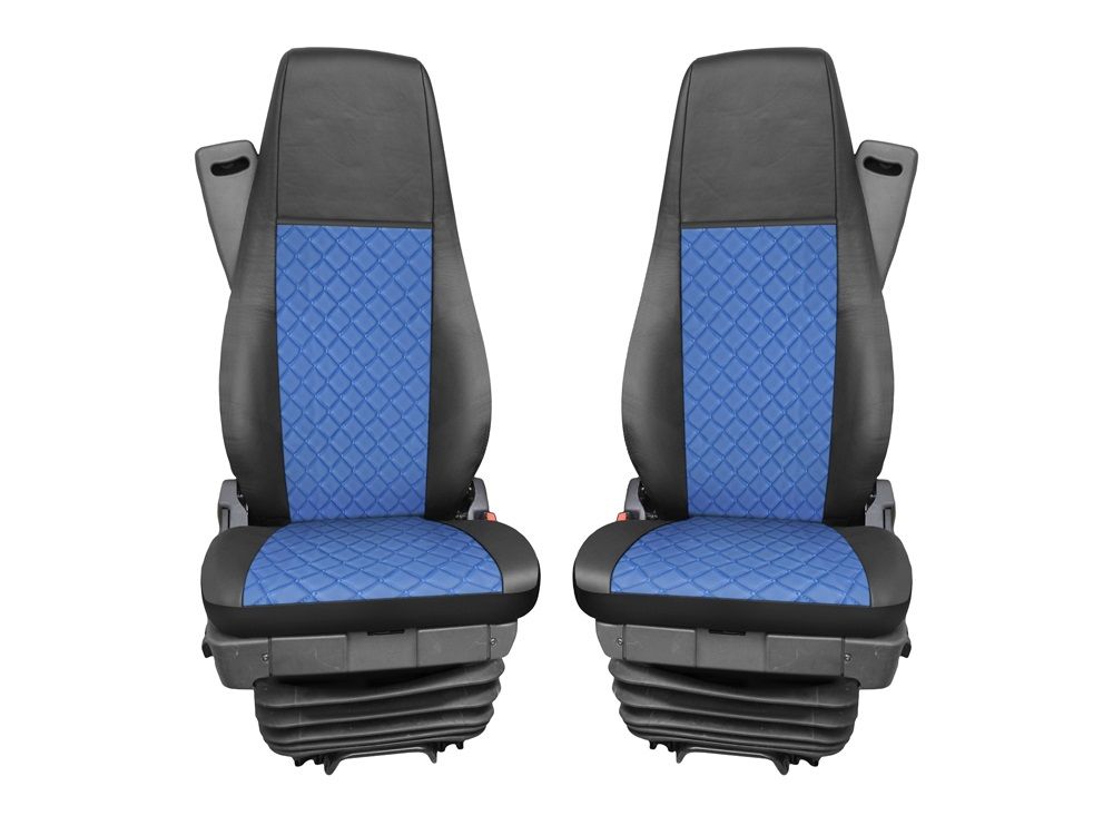 Huse scaune pentru SCANIA R 2006-2020 Negru Albastru Camion Lux PU Piele Textil