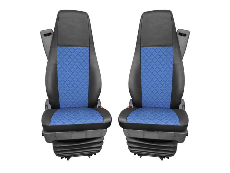 Huse scaune pentru SCANIA R 2006-2020 Negru Albastru Camion Lux PU Piele Textil