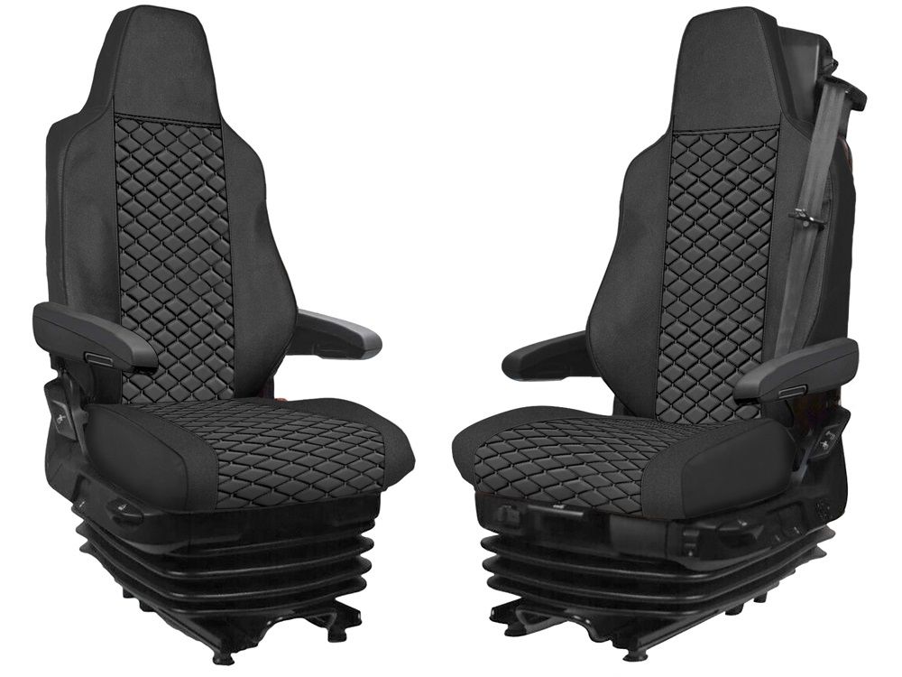 Huse scaune pentru MAN TGX 2021+  Negru Camion Lux PU Piele Textil