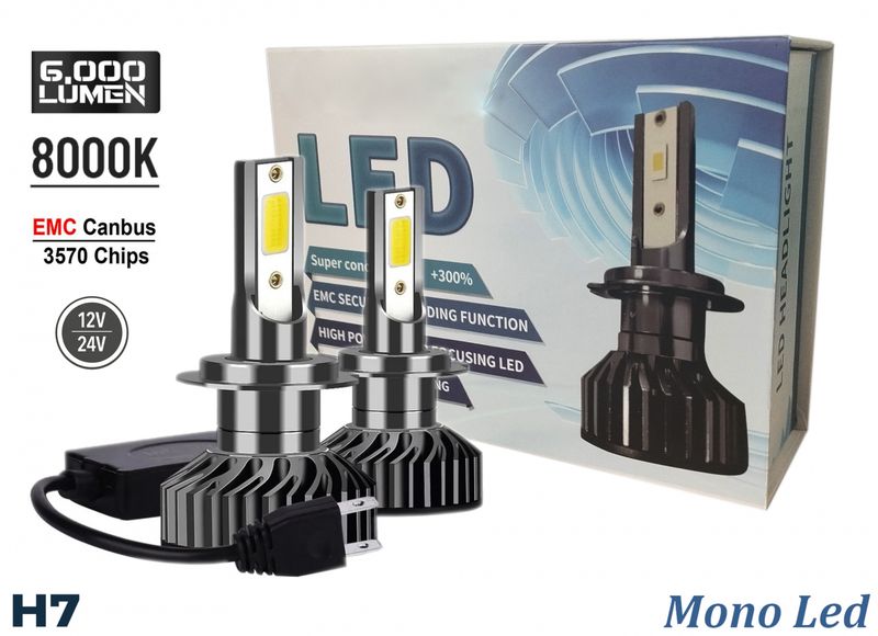 2 x H7 12V 50W 12000lm Mono LED +300% Canbus Lumini Lampa Faruri Becuri Bec Auto Camoin Moto Hi/Low Beam