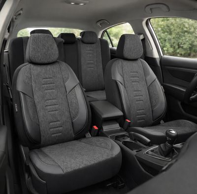 Otom Huse Scaune Auto Universal Negru Lux Piele Textil Set Complet