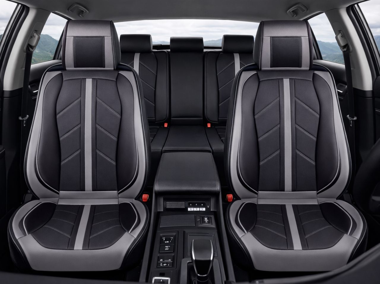 Huse Scaune pentru Masini Auto Universal Gri Lux PU Piele Set Complet