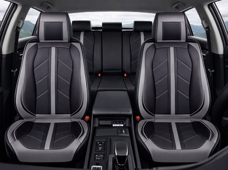 Huse Scaune pentru Masini Auto Universal Gri Lux PU Piele Set Complet