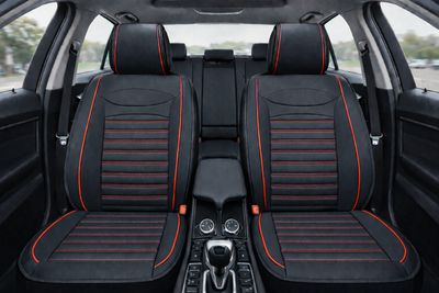 Huse Scaune pentru Masini Auto Universal Nergu Rosu Lux PU Piele Set Complet