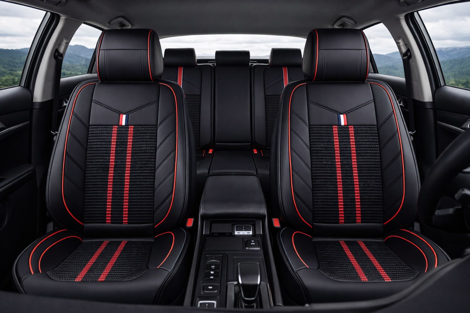 Huse Scaune pentru Masini Auto Universal Nergu Rosu Lux PU Piele Set Complet