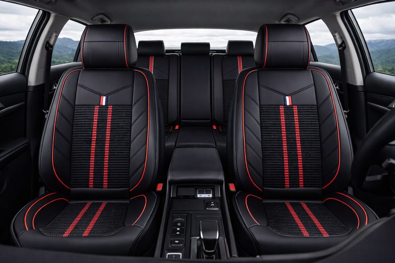 Huse Scaune pentru Masini Auto Universal Nergu Rosu Lux PU Piele Set Complet