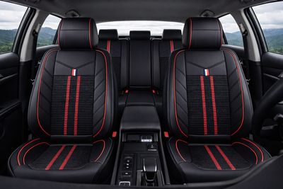 Huse Scaune pentru Masini Auto Universal Nergu Rosu Lux PU Piele Set Complet