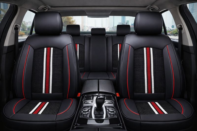 Huse Scaune pentru Masini Auto Universal Nergu Rosu Lux PU Piele Set Complet