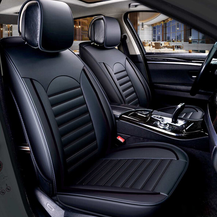 Huse Scaune pentru Masini Auto Universal Negru Lux Piele Set Complet
