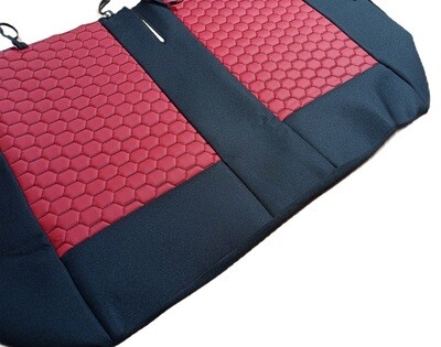 ​2+1 Huse Scaune pentru Ford Transit,Mercedes Sprinter,Opel Movano,Renault Master,VWCrafter,VW Transporter,VW LT,Peugeot Boxer,Citroen Jumper Nergu Rosu Lux PU Piele Textile