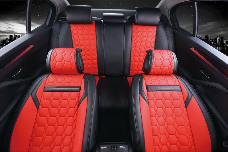 Huse Scaune pentru Masini Auto Universal Nergu Nergu Rosu Lux PU Piele Set Complet