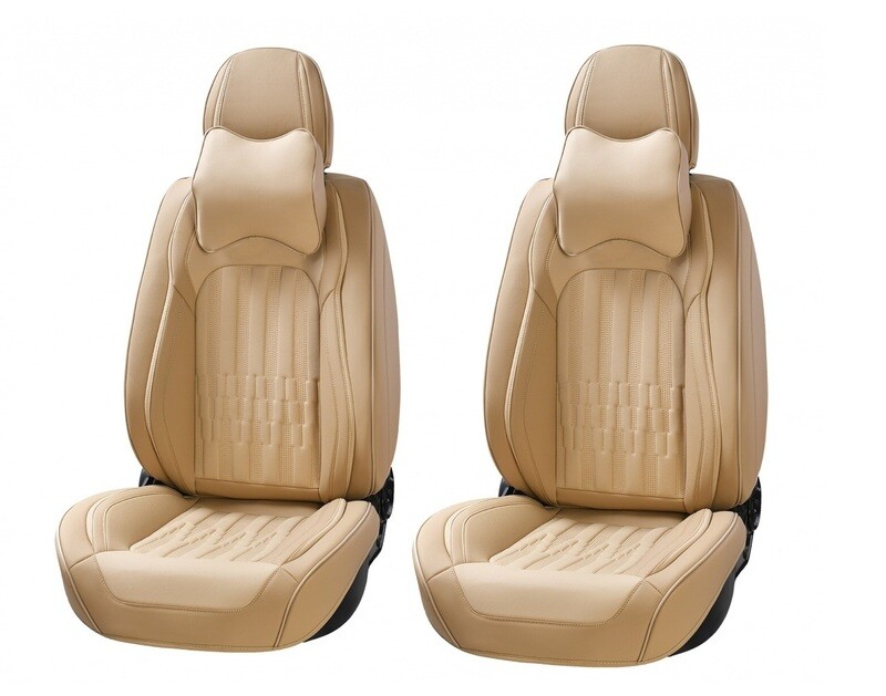 Premium Stilul Huse Scaune pentru Masini Auto Bej Lux Piele Textil Universal cu Perne