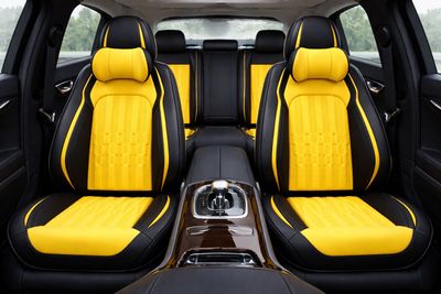 Premium Stilul Huse Scaune pentru Masini Auto Negru Galben Lux Piele Textil Universal cu Perne