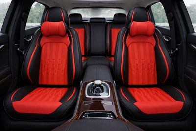 Premium Stilul Huse Scaune pentru Masini Auto Negru Rosu Lux Piele Textil Universal cu Perne