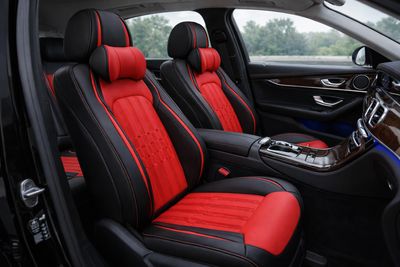 Premium Stilul Huse Scaune pentru Masini Auto Negru Rosu Lux Piele Textil Universal cu Perne