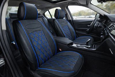 Huse Scaune pentru Masini Auto Universal Nergu Albastru Lux PU Piele Set Complet