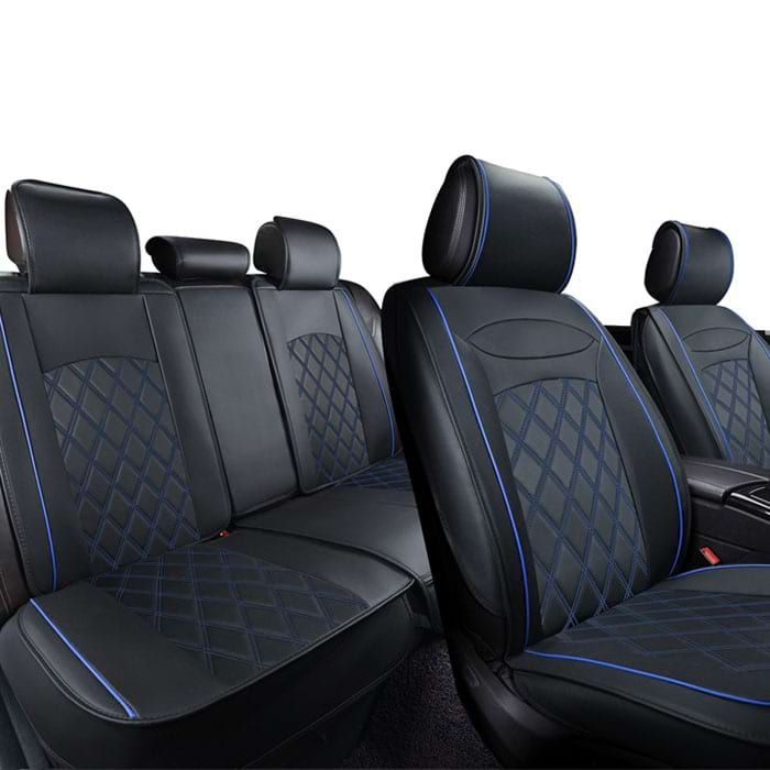 Huse Scaune pentru Masini Auto Universal Nergu Albastru Lux PU Piele Set Complet