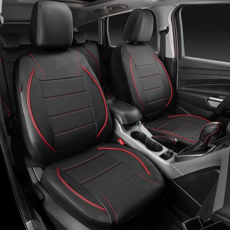 Huse Scaune pentru Masini Auto Universal Nergu Rosu Lux PU Piele Set Complet