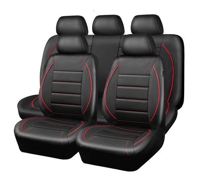 Huse Scaune pentru Masini Auto Universal Nergu Rosu Lux PU Piele Set Complet