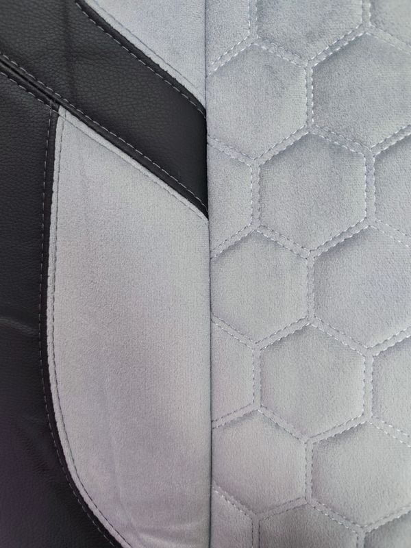Huse Scaune pentru Masini Auto Universal Negru Gri Lux PU Piele Design Alcantara Set Complet