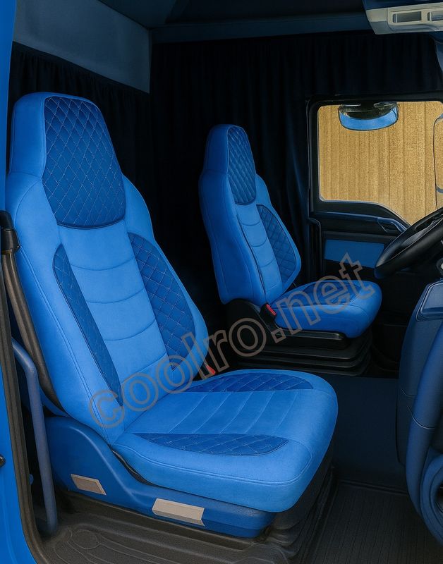LUX Huse Scaune pentru MAN TGX TGS TGL 2021+ EURO 7 Camioane Albastru Piele si Textil