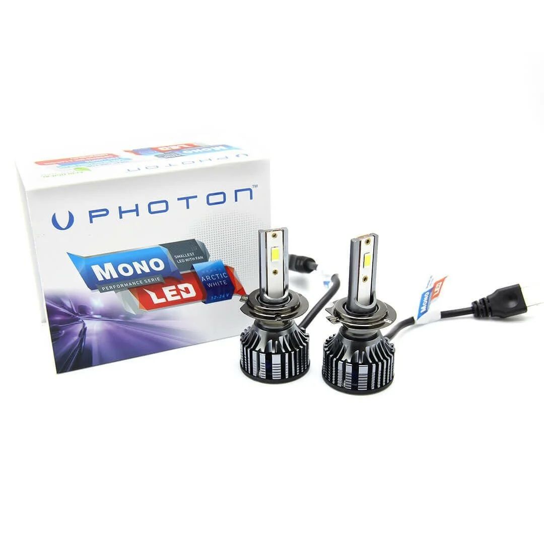 2 x LED H7 Photon Mono LED +3 Plus 12v 70W 10000LM Lumini Lampa Faruri Becuri Auto Camoin Moto
