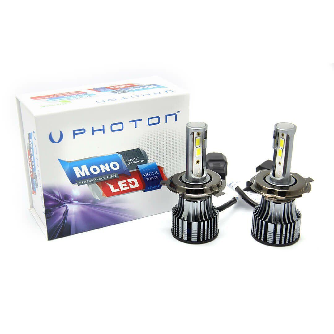 2 x LED H4 Photon Mono LED +3 Plus 12v 70W 10000LM Lumini Lampa Faruri Becuri Auto Camoin Moto