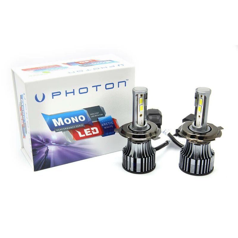 2 x LED H4 Photon Mono LED +3 Plus 12v 70W 10000LM Lumini Lampa Faruri Becuri Auto Camoin Moto