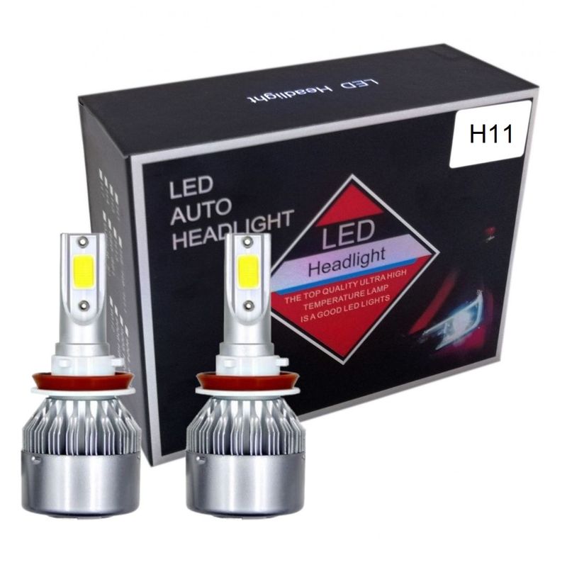 2 x COB LED H11 12V 7600LM 72W Lumini Lampa Faruri Becuri Bec Auto Camoin Moto Faza lungă/Faza scurtă