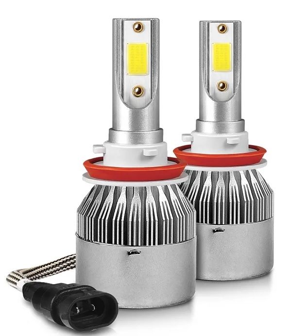 2 x COB LED H11 12V 7600LM 72W Lumini Lampa Faruri Becuri Bec Auto Camoin Moto Faza lungă/Faza scurtă