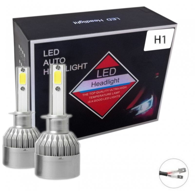 2 x COB LED H1 12V 7600LM 72W Lumini Lampa Faruri Becuri Bec Auto Camoin Moto Faza lungă/Faza scurtă