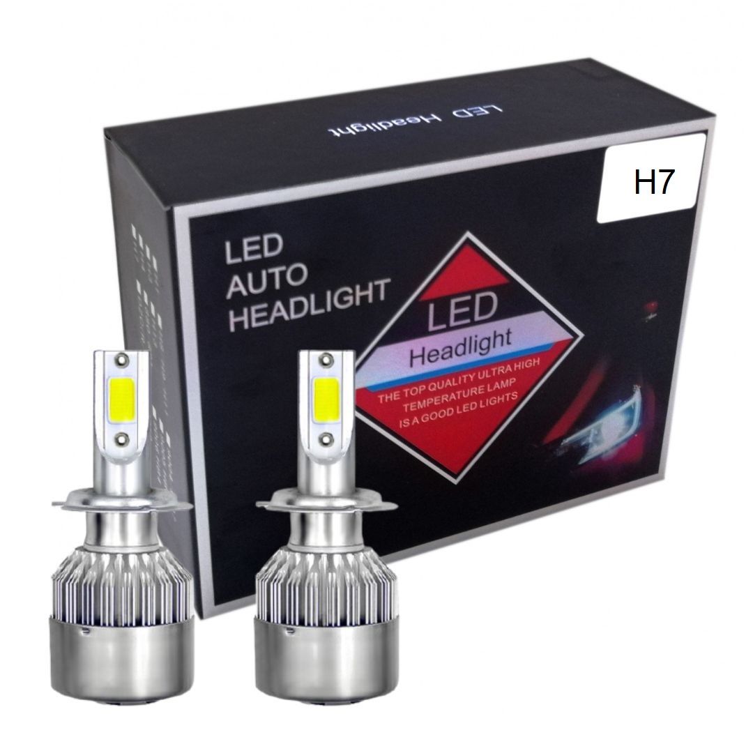 2 x COB LED H7 12V 7600LM 72W Lumini Lampa Faruri Becuri Bec Auto Camoin Moto Faza lungă/Faza scurtă