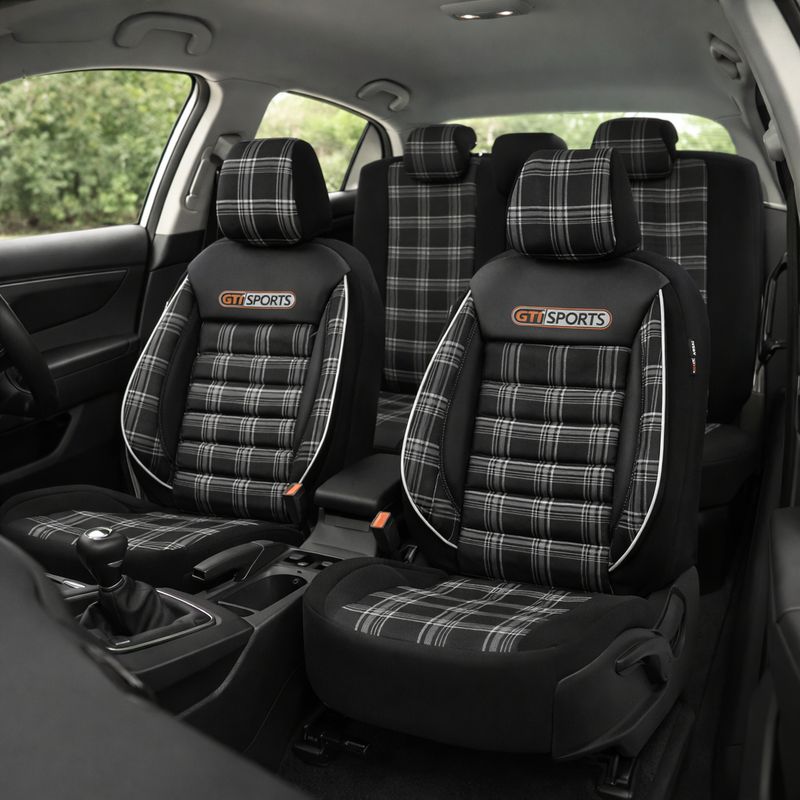 Otom Huse Scaune Auto Universal Negru Lux Piele Textil Set Complet