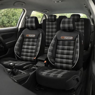 Otom Huse Scaune Auto Universal Negru Lux Piele Textil Set Complet