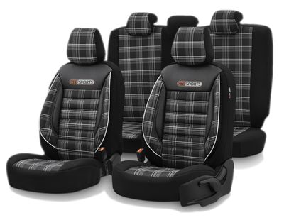 Otom Huse Scaune Auto Universal Negru Lux Piele Textil Set Complet
