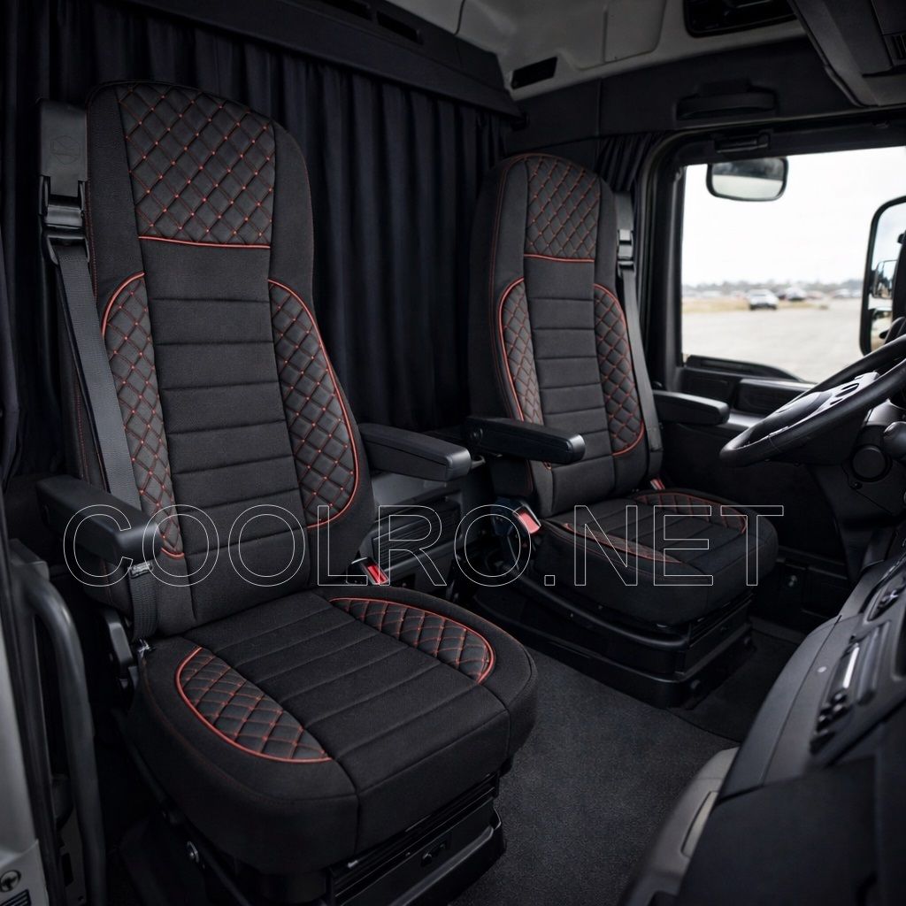 LUX Huse Scaune pentru DAF XF 106 2015-2021  Negru Camion PU Piele Textil
