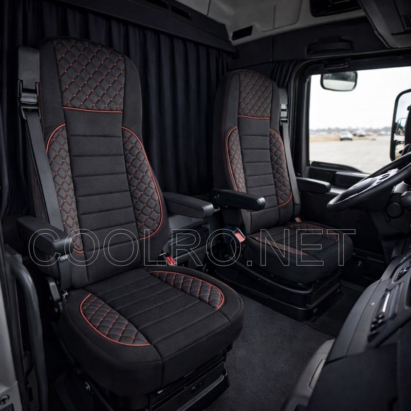 LUX Huse Scaune pentru DAF XF 106 2015-2021  Negru Camion PU Piele Textil