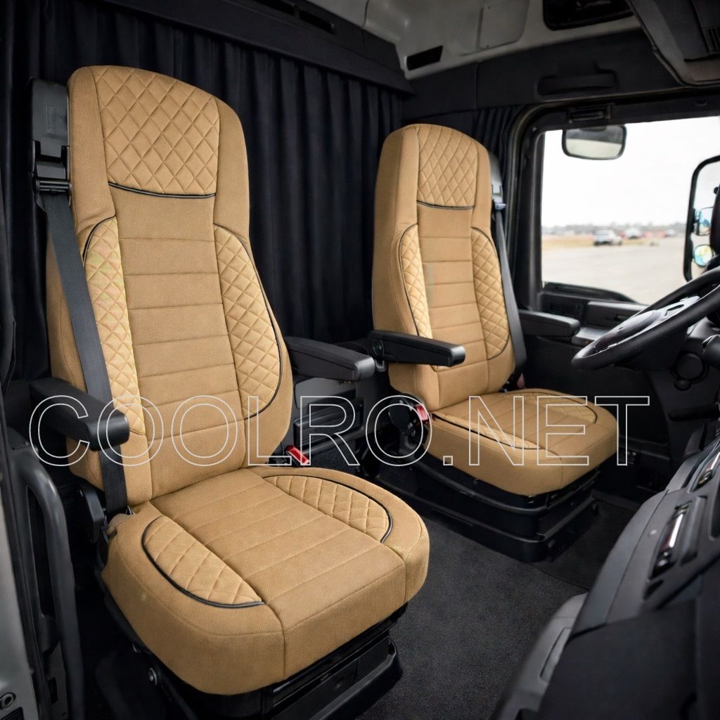 LUX Huse Scaune pentru DAF XF 106 2015-2021  Bej Camion PU Piele Textil