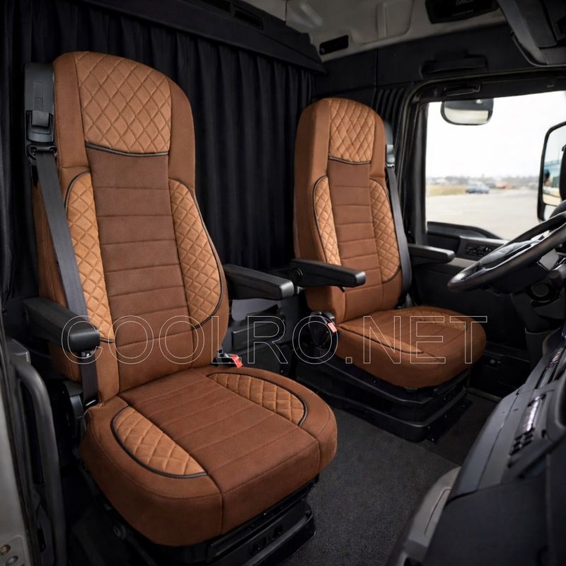 LUX Huse Scaune pentru DAF XF 106 2015-2021  Maro Camion PU Piele Textil
