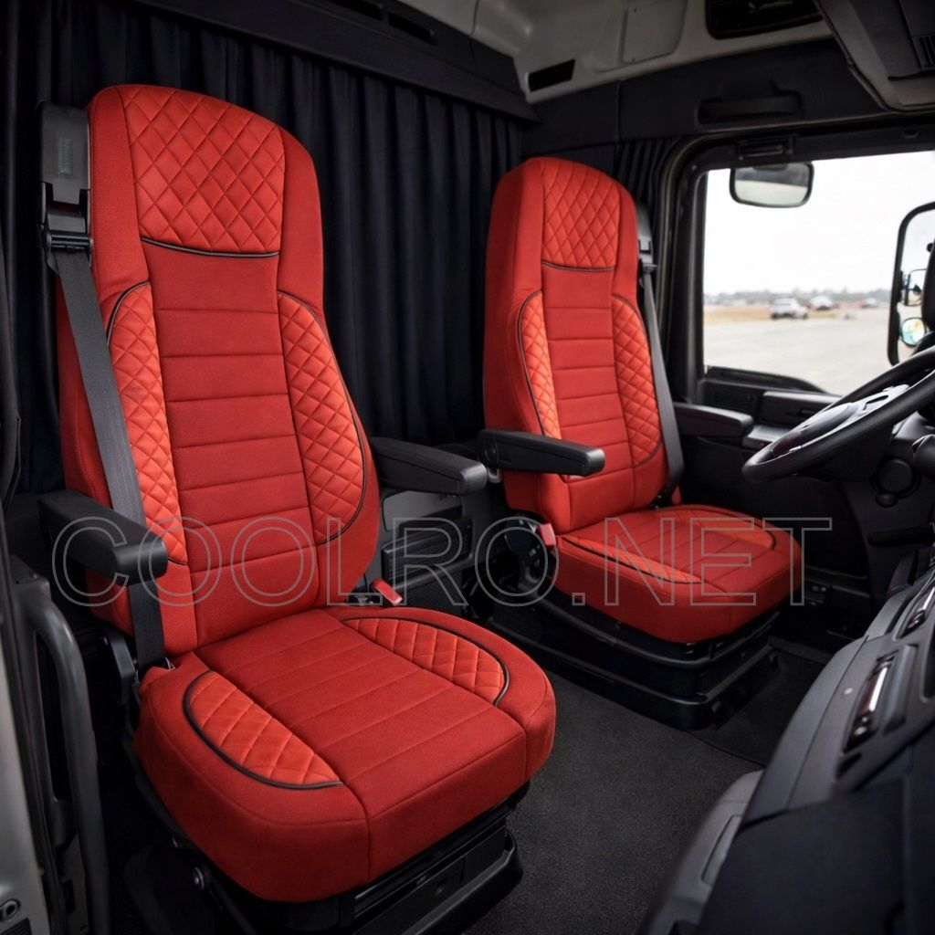 LUX Huse Scaune pentru DAF XF 106 2015-2021  Rosu Camion PU Piele Textil