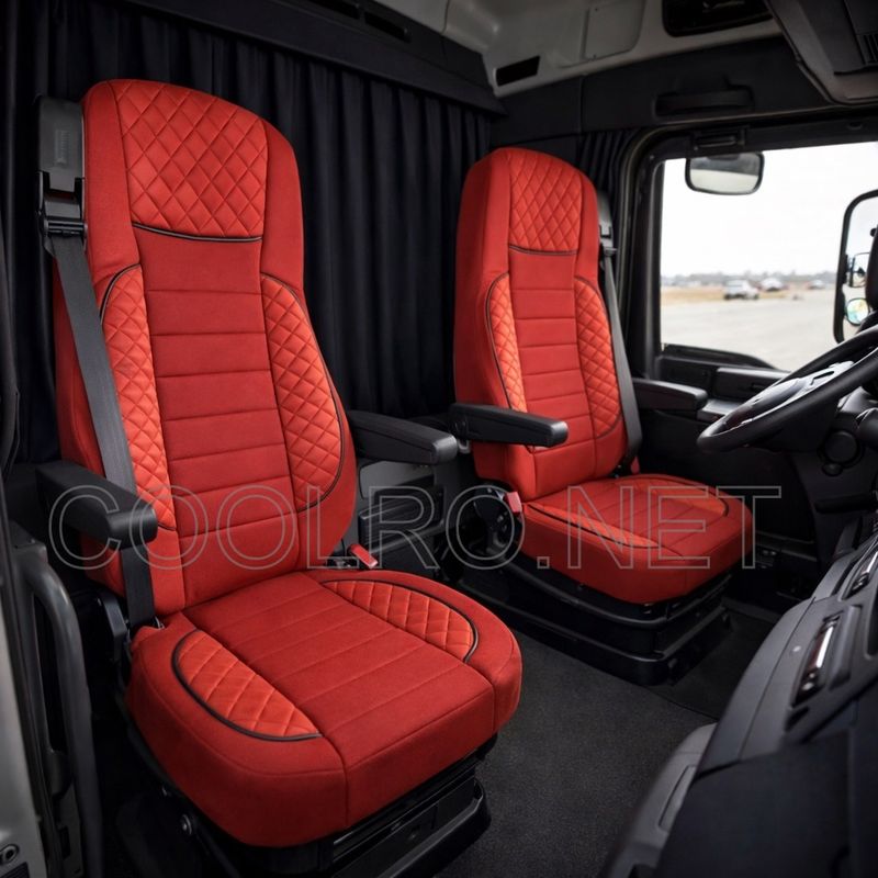 LUX Huse Scaune pentru DAF XF 106 2015-2021  Rosu Camion PU Piele Textil