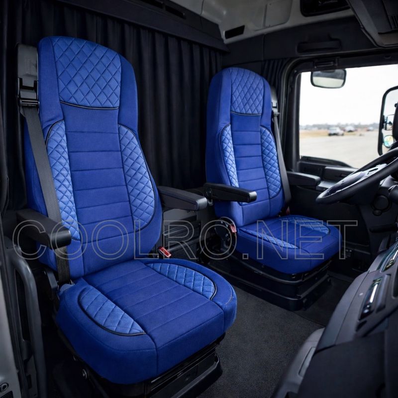 LUX Huse Scaune pentru DAF XF 106 2015-2021  Albastru Camion PU Piele Textil
